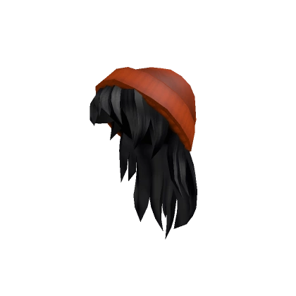 Orange Beanie with Black Hair