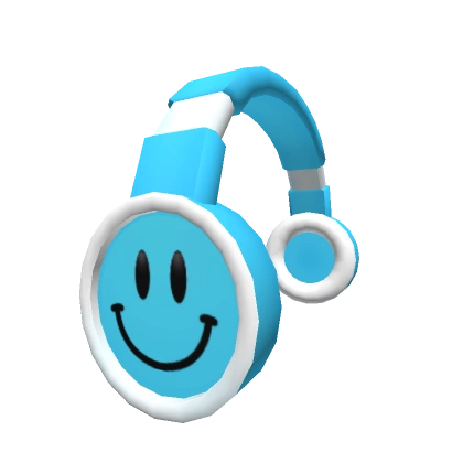 Preppy Smiley Face Blue Headphones