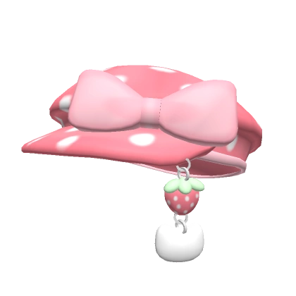 ♡ pink strawberry beret