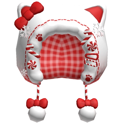 Fluffy Christmas Kawaii Kitty Hood (Red & White)