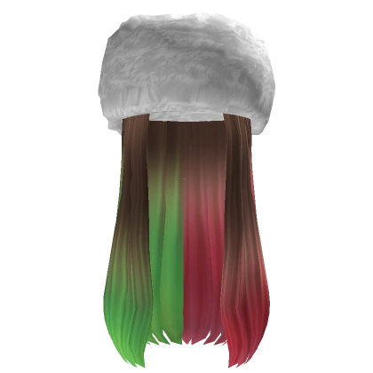 Winter Hat Long Straight Hair in Watermelon