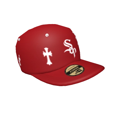 Red Chrome Hearts Fitted Cap