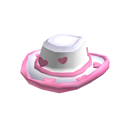 White Cowgirl Hat w Pink Hearts