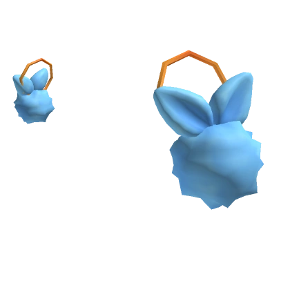 Bunny Puff Pom Earrings Blue