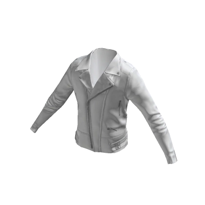 Collared Leather Jacket - White