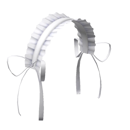 Ruffled Lace Headband (White) w/ White Sidebows 